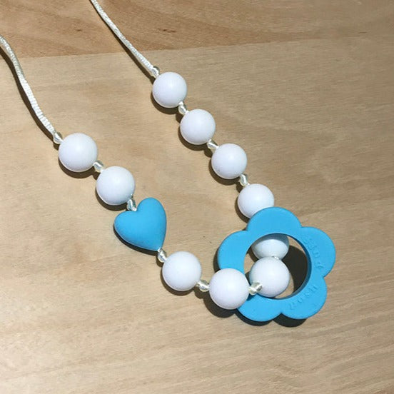 ChewBling Sensory Turquoise Blue HEART Chewelry Necklace for Children and Adults, Autism, Anxiety, ADHD