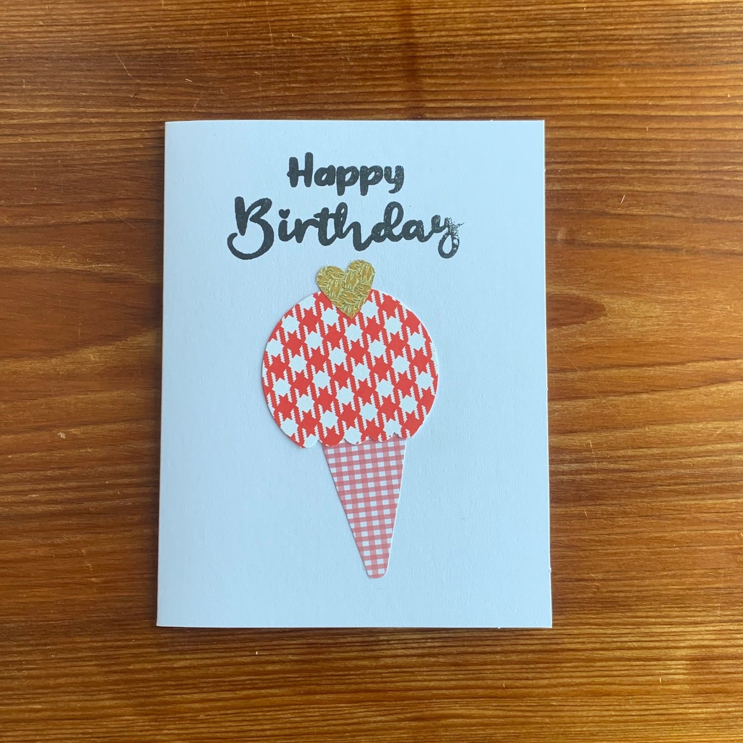 Autism made greeting cards to say Happy Birthday, red ice cream cone