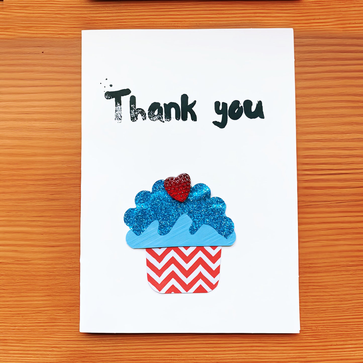 Autism made greeting cards to say "Thank You!" - blue cupcake