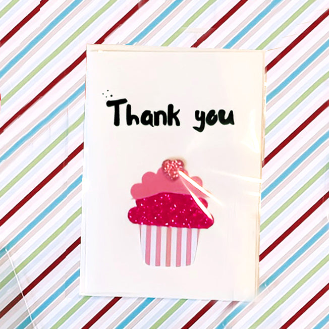 Autism made greeting cards to say "Thank you!" - pink cupcake