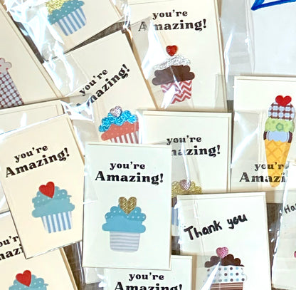 Autism made greeting cards to say "you're amazing!" - assorted cupcake