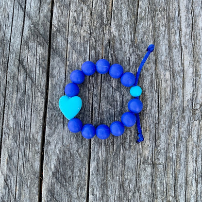 ChewBling Sensory Turquoise Blue HEART Chewelry Bracelet for Children and Adults, Autism, Anxiety, ADHD