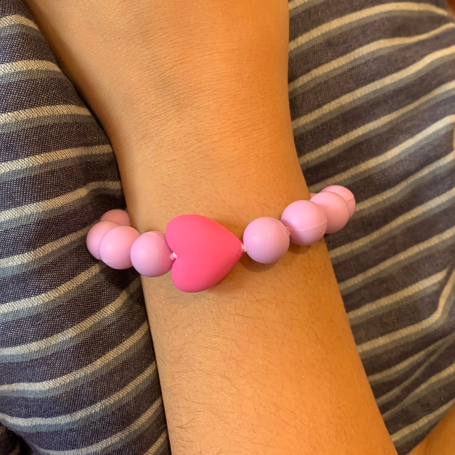 ChewBling Sensory Fushia Pink HEART Chewelry Bracelet for Children and Adults, Autism, Anxiety, ADHD