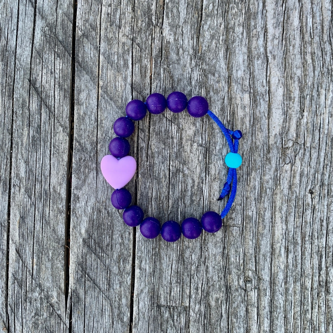 Adjustable Heart Chew Bracelet for Kids, 5 Colours