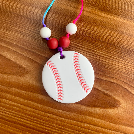 ChewBling Sensory Sports Chunky BASEBALL Chewelry Necklace for Children and Adults, Autism, Anxiety, ADHD