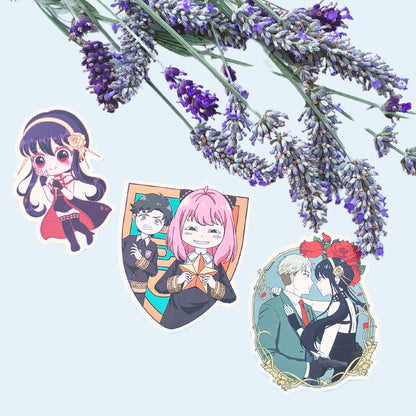 Set of 3 Spy X Family Stickers: Yor & Loid Forger - Anya - chibi Yor