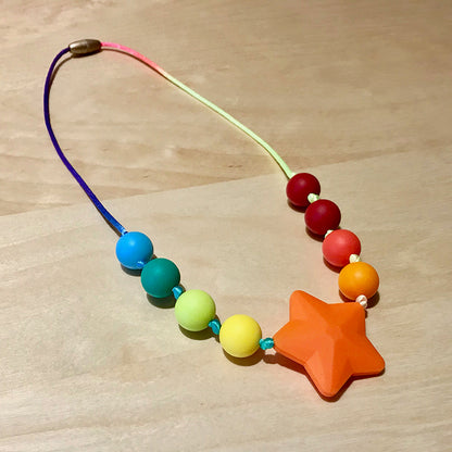 ChewBling Sensory Orange STAR Chewelry Necklace for Children and Adults, Autism, Anxiety, ADHD